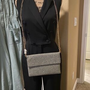 A New Day Silver Clutch with Chain Detail